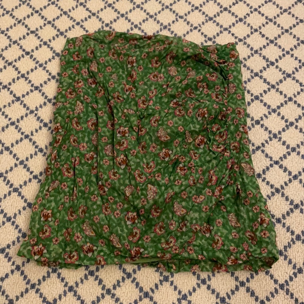 Green and pink floral skirt from Mango